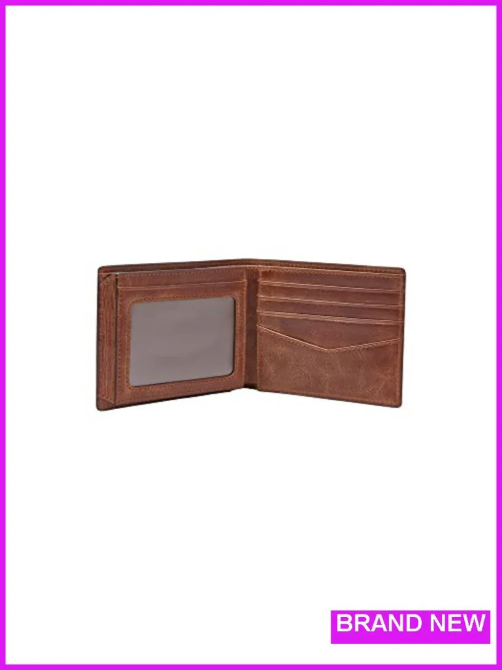 Men's Genuine Leather RFID-Blocking Bifold Wallet with Flip ID